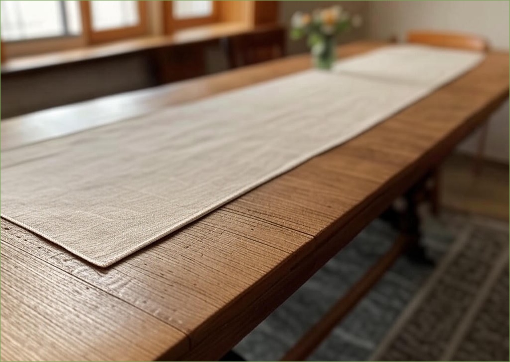 린넨 테이블 러너 Q104, 베이지, 2인용(20 x 180 cm) - 이미지 1